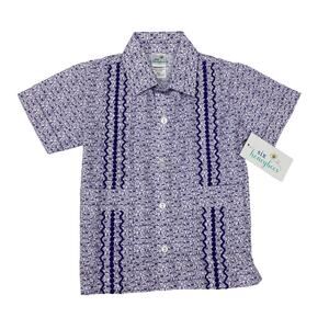 NWT Six Honeybees 3T Purple Gameday Guayabera Shirt